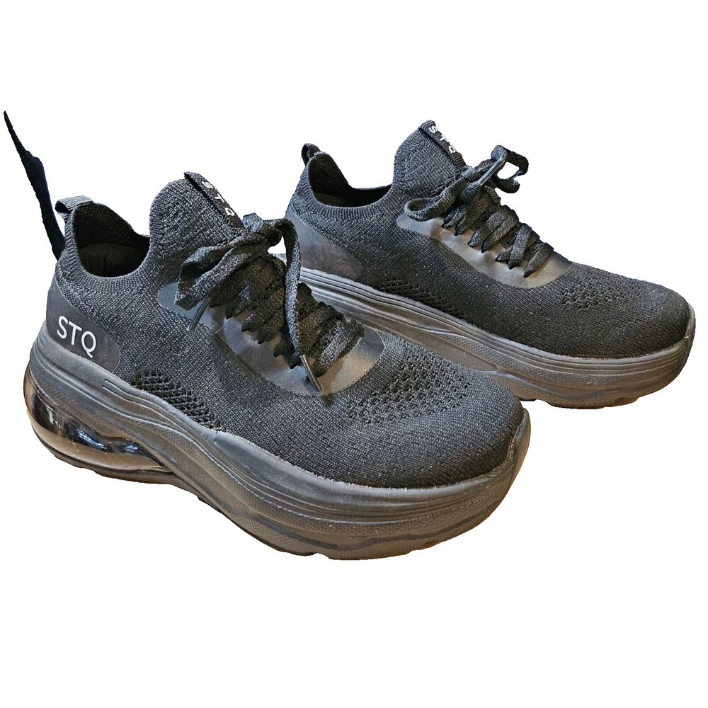STQ Black Lace Up Slip On Walking Breathable Shoes Sneakers Womans Size 6 NEW
